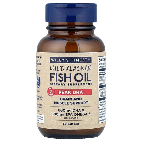 Wiley's Finest, Aceite de pescado salvaje de Alaska, DHA máximo, 60 cápsulas blandas