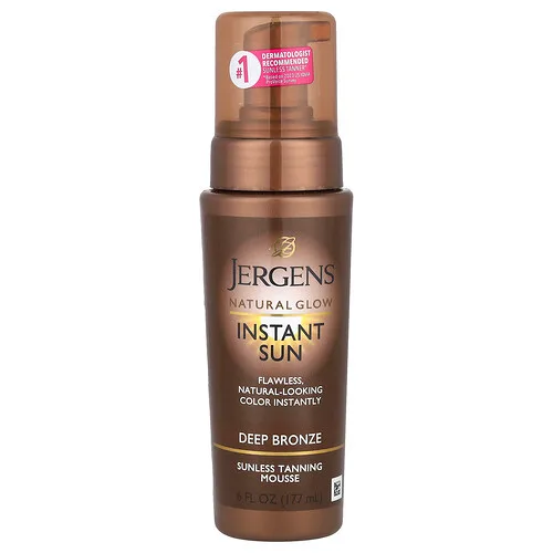 Jergens, Natural Glow, Instant Sun, Mousse bronceador sin sol, Bronce profundo, 177 ml (6 oz. líq.)
