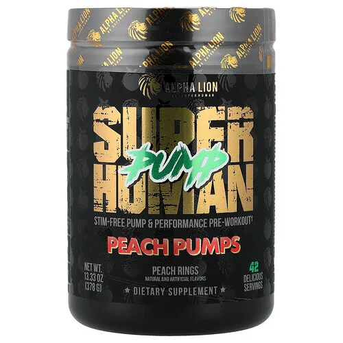 ALPHA LION, SuperHuman Pump, Bombas de melocotón, Anillos de melocotón, 378 g (13,33 oz)