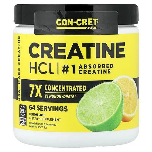 Con-Cret, Clorhidrato de creatina, Lima-limón, 61,4 g (2,2 oz)