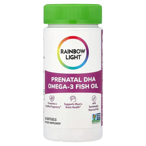 Rainbow Light, Aceite de pescado prenatal con omega-3 y DHA, 60 cápsulas blandas