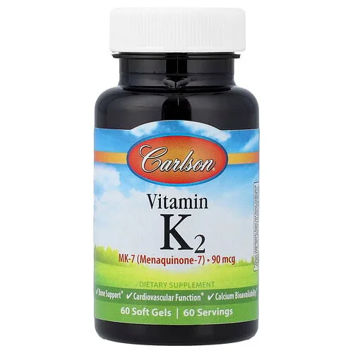 Carlson, Vitamina K2, 90 mcg, 60 cápsulas blandas