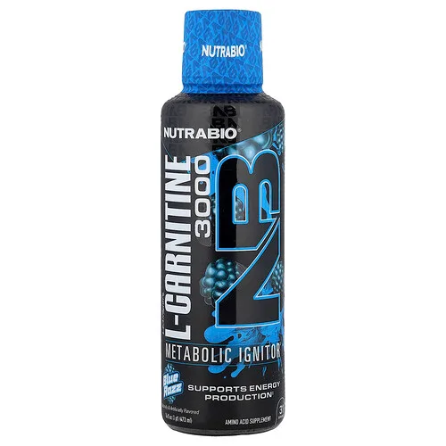 NutraBio, LeanShots, L-carnitina 3000, Razz azul, 473 ml (16 oz. líq.)