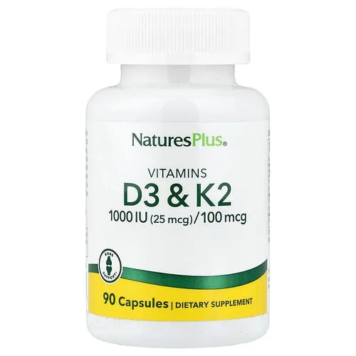 NaturesPlus, Vitaminas D3 y K2, 90 cápsulas