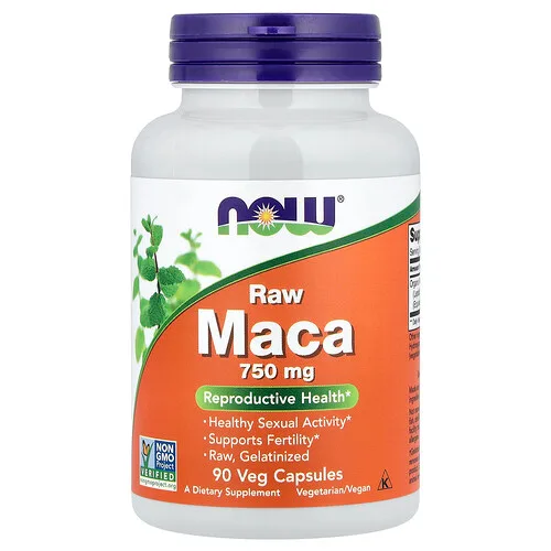 NOW Foods, Maca cruda, 750 mg, 90 cápsulas vegetales