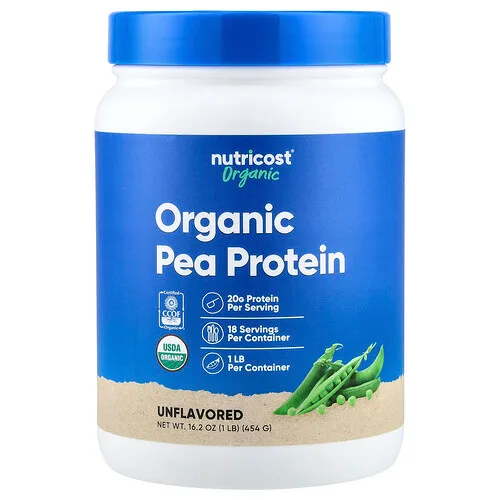Nutricost, Proteína de guisante orgánico, Sin sabor, 454 g (1 lb)