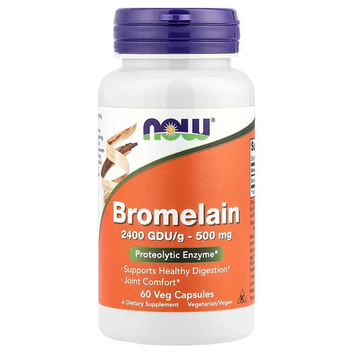 NOW Foods, Bromelain, 500 mg, 60 cápsulas vegetarianas