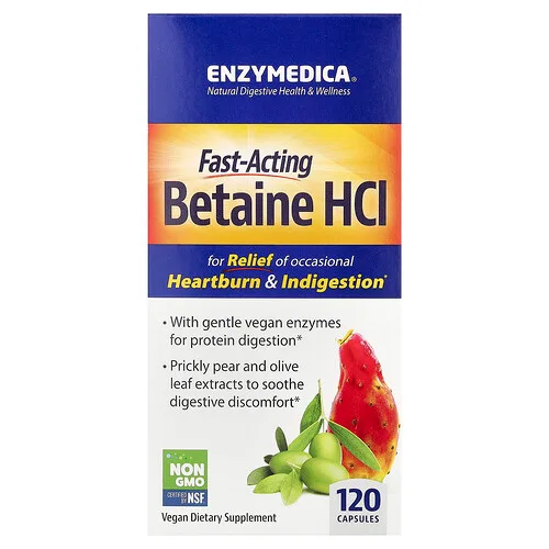 Enzymedica, Clorhidrato de betaína, 120 cápsulas