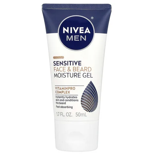 Nivea, Hombres, Gel humectante para rostro sensible y barba, 50 ml (1,7 oz. líq.)