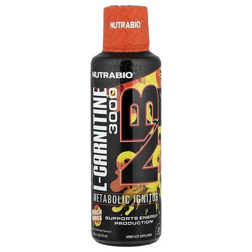 NutraBio, LeanShots, L-carnitina 3000, Anillos de melocotón, 473 ml (16 oz. líq.)
