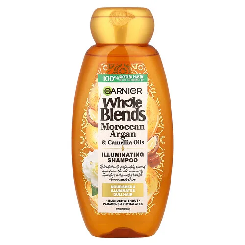 Garnier, Whole Blends, Champú iluminador, Extractos de aceites de camelia y argán de Marruecos, 370 ml (12,5 oz. líq.)