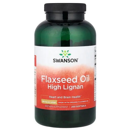 Swanson Vitamins, Aceite de semilla de lino con alto contenido de lignanos, 200 cápsulas blandas