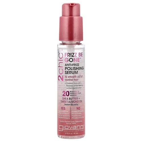 Giovanni, 2chic, Frizz Be Gone™, Sérum antifrizz para dar brillo, Manteca de karité y aceite de almendra dulce, 81 ml (2,75 oz. líq.)