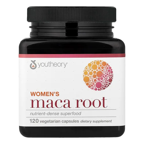 Youtheory, Raíz de maca para mujeres, 120 cápsulas vegetales (500 mg por cápsula)