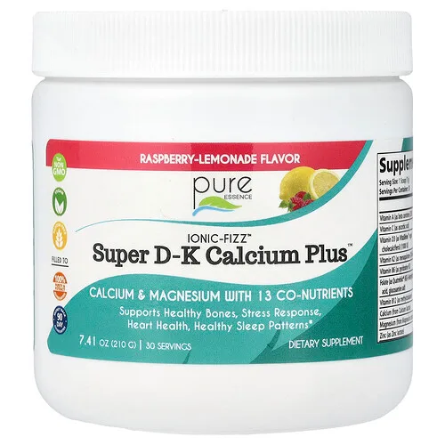 Pure Essence, Lonic-Fizz™, Super DK Calcium Plus™, Limonada de frambuesa, 210 g (7,41 oz)