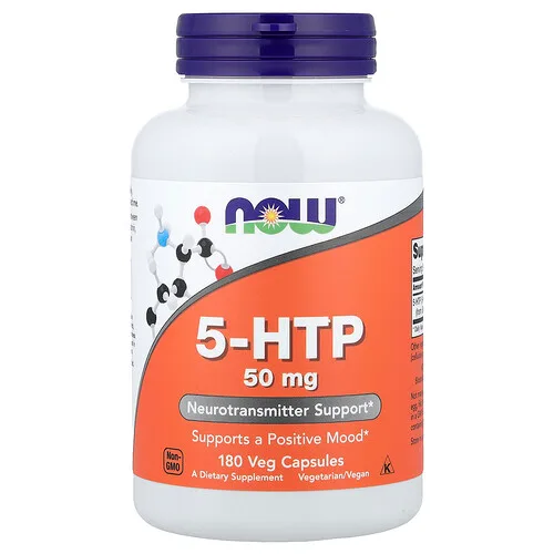 NOW Foods, 5-HTP, 50 mg, 180 cápsulas vegetales