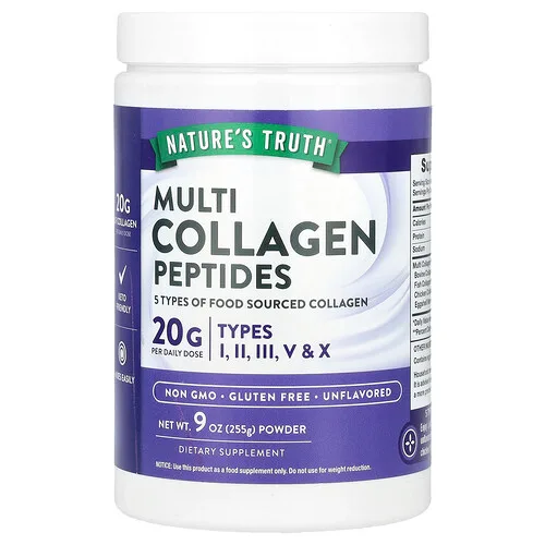Nature's Truth, Péptidos múltiples de colágeno en polvo, Sin sabor, 255 g (9 oz)