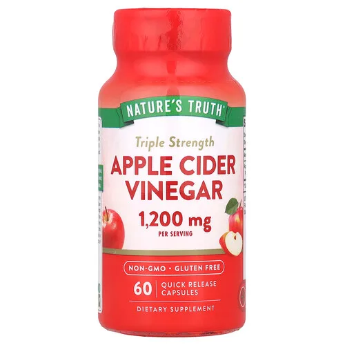 Nature's Truth, Vinagre de sidra de manzana de triple concentración, 60 cápsulas de liberación rápida (600 mg por cápsula)