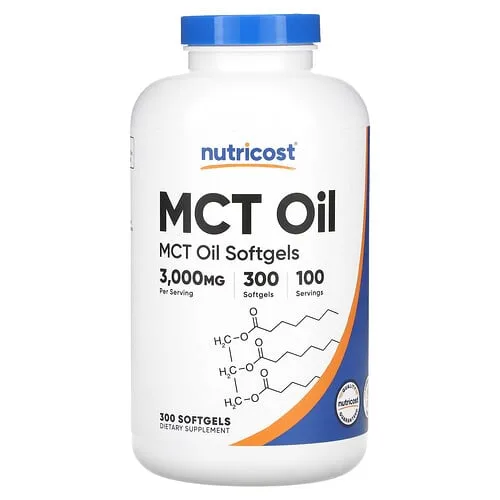 Nutricost, Aceite de MCT, 300 cápsulas blandas (1000 mg por cápsula blanda)