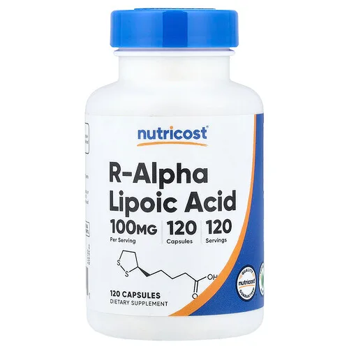 Nutricost, Ácido R-alfa lipoico, 100 mg, 120 cápsulas