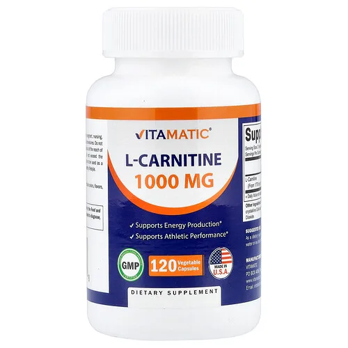 Vitamatic, L-carnitina, 120 cápsulas vegetales (500 mg por cápsula)