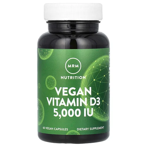 MRM Nutrition, Vitamina D3 vegana, 125 mcg (5000 UI), 60 cápsulas veganas