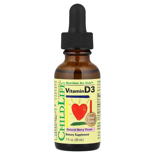 ChildLife Essentials, Vitamina D3, Bayas naturales, 12,5 mcg (500 UI), 30 ml (1 oz. líq.)