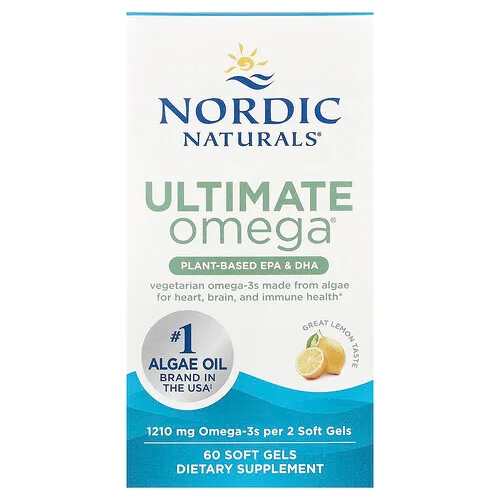 Nordic Naturals, Ultimate Omega®, EPA y DHA de origen vegetal, Limón, 60 cápsulas blandas (605 mg por cápsula blanda)