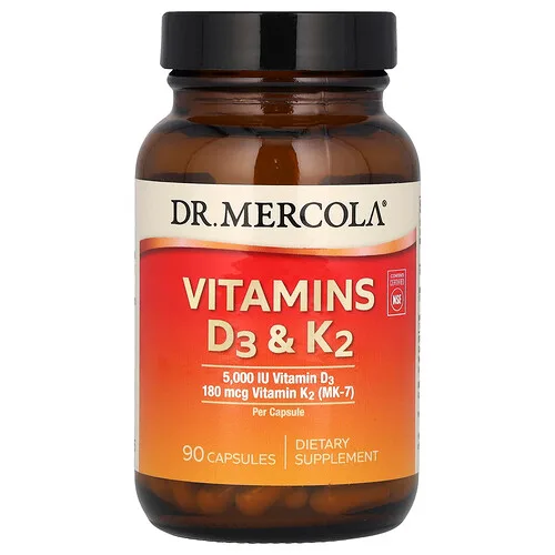 Dr. Mercola, Vitaminas D3 y K2, 90 cápsulas