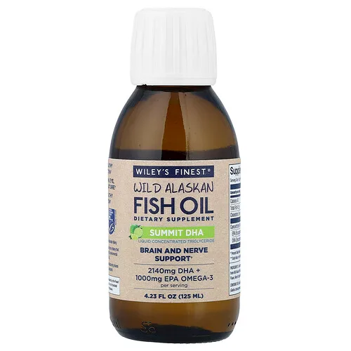 Wiley's Finest, Aceite de pescado salvaje de Alaska, Cumbre de DHA, 125 ml (4,23 oz. Líq.)
