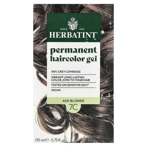 Herbatint, Tinte para el cabello permanente en gel, 7C, Rubio ceniza, 135 ml (4,56 oz. líq.)