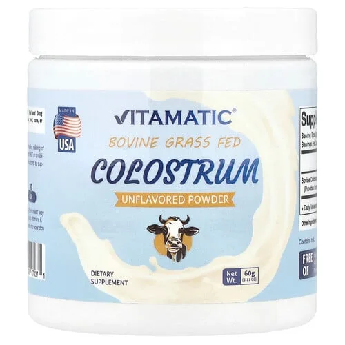 Vitamatic, Calostro bovino proveniente de animales alimentados con pasturas, Sin sabor, 60 g (2,11 oz)