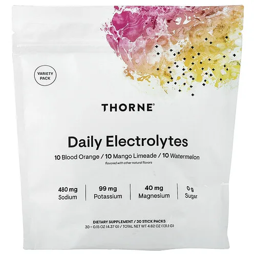 Thorne, Electrolitos diarios, Paquete surtido, 30 sobrecitos, 4,37 g (0,15 oz) cada uno
