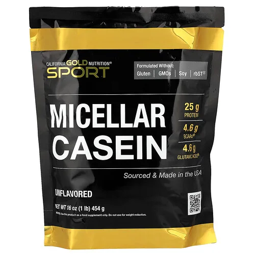California Gold Nutrition, Sport, Caseína micelar, Sin sabor, De absorción lenta, 454 g (16 oz)