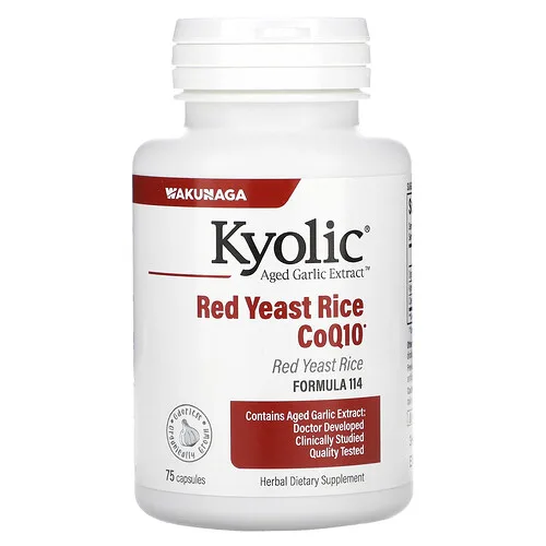 Kyolic, Aged Garlic Extract™, Arroz de levadura roja más CoQ10, Fórmula 114, 75 cápsulas
