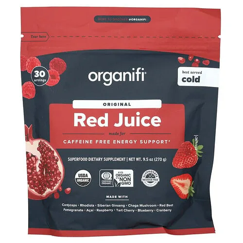 Organifi, Zumo rojo original, Sin cafeína, 270 g (9,5 oz)