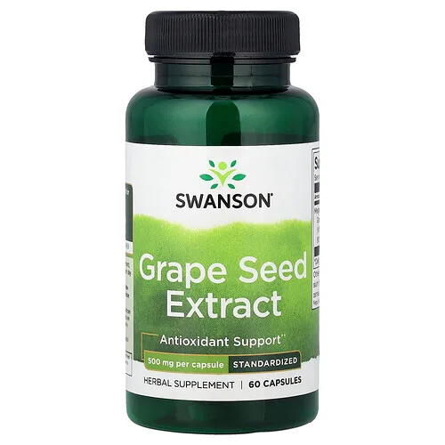 Swanson Vitamins, Extracto de semilla de uva, estandarizado, 500 mg, 60 cápsulas