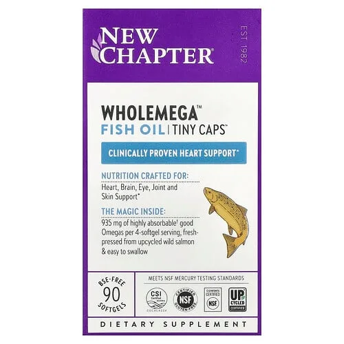 New Chapter, Wholemega™, Aceite de pescado, Tiny Caps™, 90 cápsulas blandas sin EEB