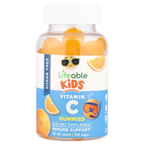 Lifeable, Niños, Gomitas con vitamina C, Sin azúcar, Cítricos, 60 gomitas (125 mg por gomita)