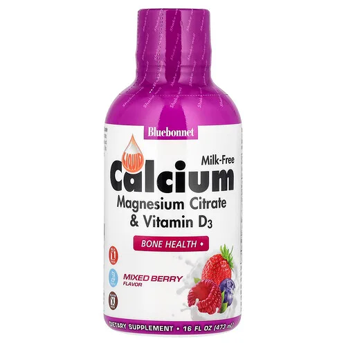 Bluebonnet Nutrition, Citrato de calcio y magnesio líquido más vitamina D3, mix de bayas naturales, 473 ml (16 fl oz)