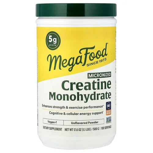 MegaFood, Creatina micronizada, Monohidrato en polvo, Sin sabor, 500 g (17.6 oz)