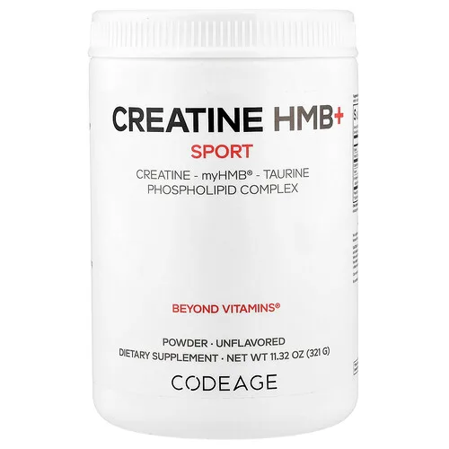 Codeage, Sport, Creatine HMB+, Creatina, Sin sabor, 321 g (11,32 oz)