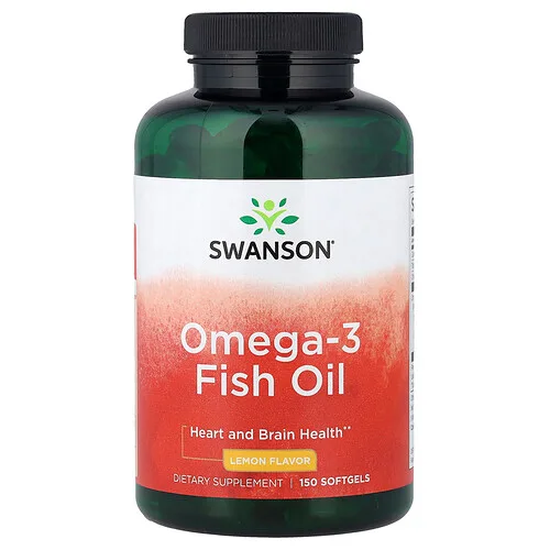 Swanson Vitamins, Aceite de pescado con omega-3, limón, 150 cápsulas blandas