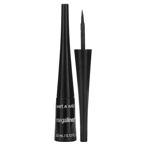 wet n wild, MegaLiner, Delineador de ojos líquido, Negro, 3,5 ml (0,12 oz. líq.)