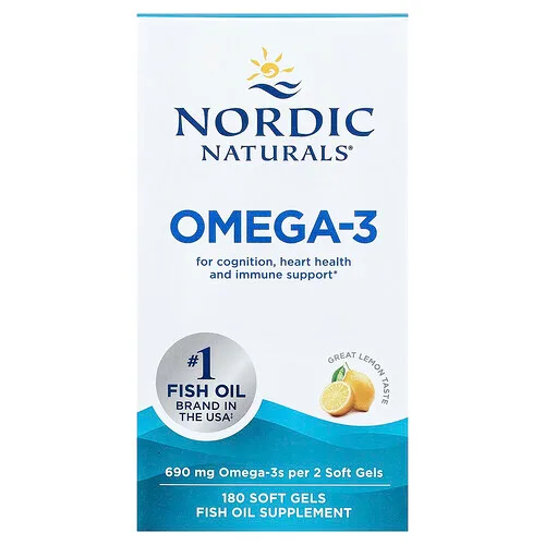 Nordic Naturals, Omega-3, Limón, 180 cápsulas blandas (345 mg por cápsula blanda)