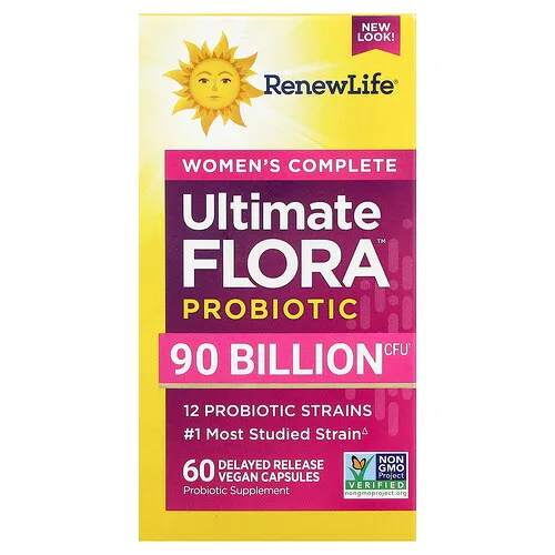 Renew Life, Probiótico Ultimate Flora™ completo para mujeres, 90.000 millones de UFC, 60 cápsulas veganas de liberación retardada