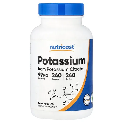 Nutricost, Potasio, 99 mg, 240 cápsulas