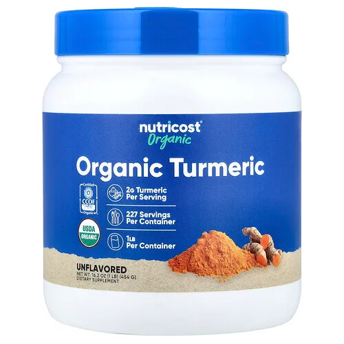 Nutricost, Cúrcuma orgánica, Sin sabor, 454 g (1 lb)