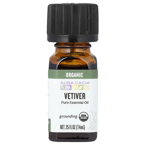 Aura Cacia, Vetiver orgánico 0,25 oz fluidas (7,4 ml)