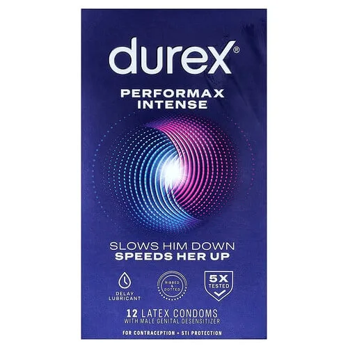 Durex, Performax Intense, Ajuste regular, 12 preservativos de látex
